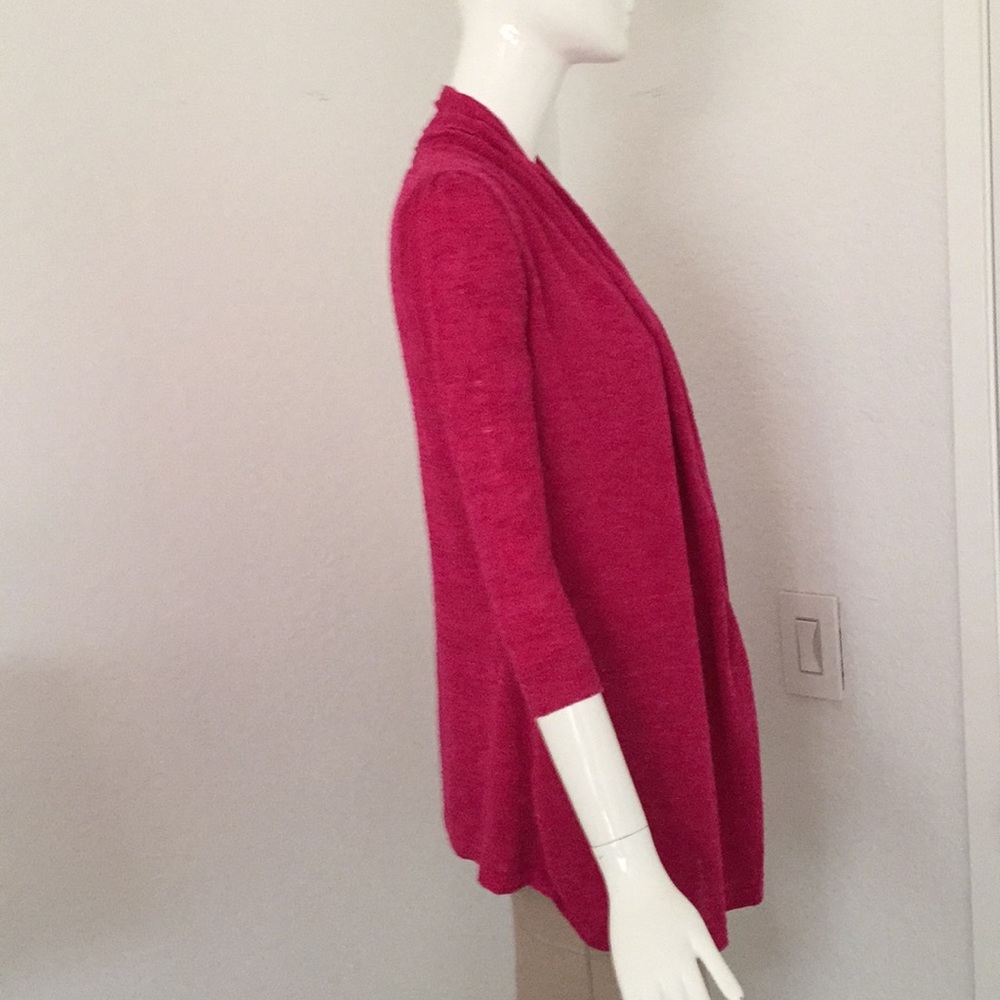 Anthropologie Fuchsia Linen Open Front Cardigan - image 4
